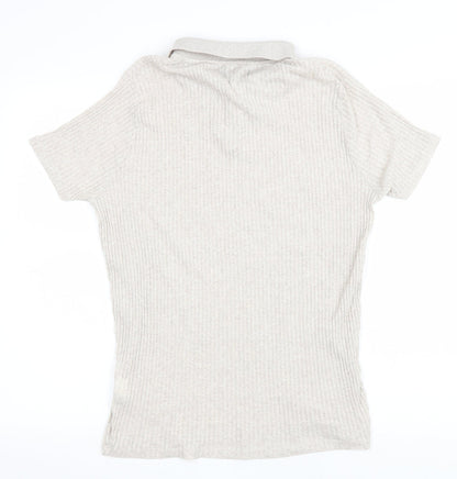 Womens UK Size L Zara Beige Basic Polo