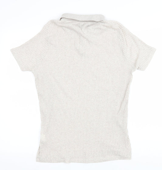 Womens UK Size L Zara Beige Basic Polo