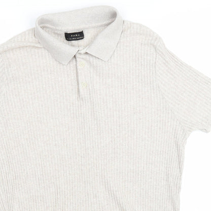 Womens UK Size L Zara Beige Basic Polo