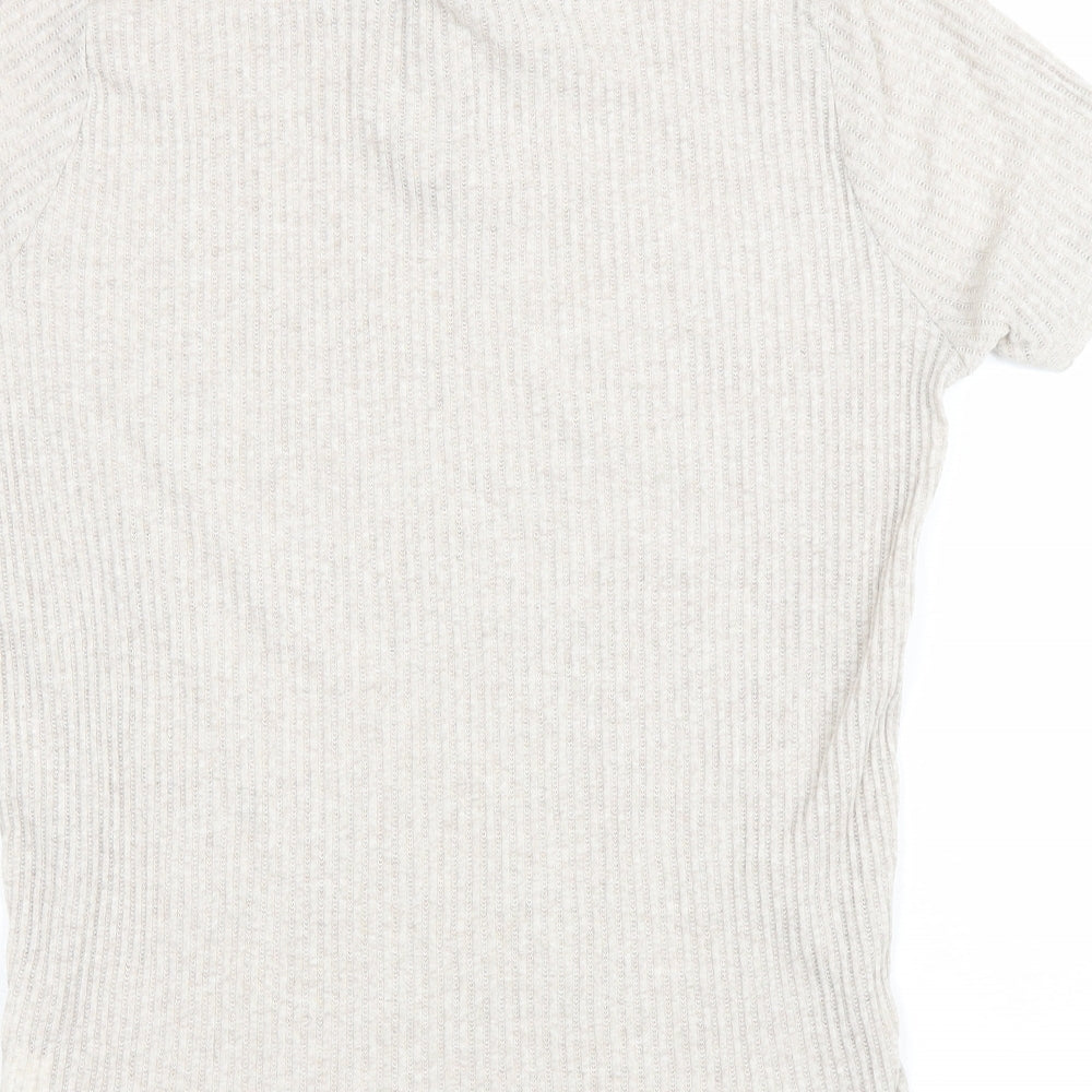 Womens UK Size L Zara Beige Basic Polo