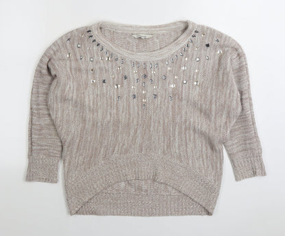 Womens UK Size S Peacocks Beige Pullover Jumper