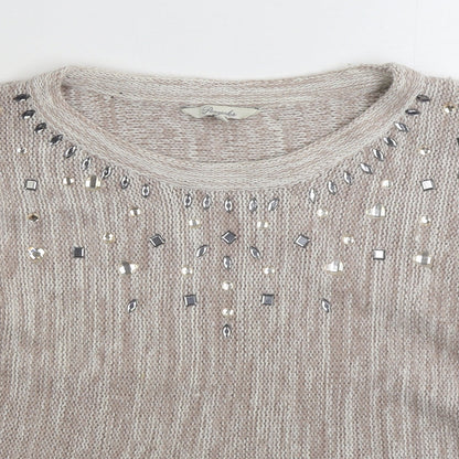 Womens UK Size S Peacocks Beige Pullover Jumper