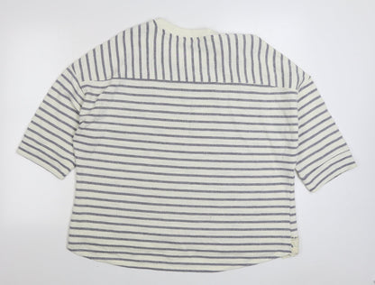 George Womens White Striped Polyester Pullover Sweatshirt Size 22 Pullover