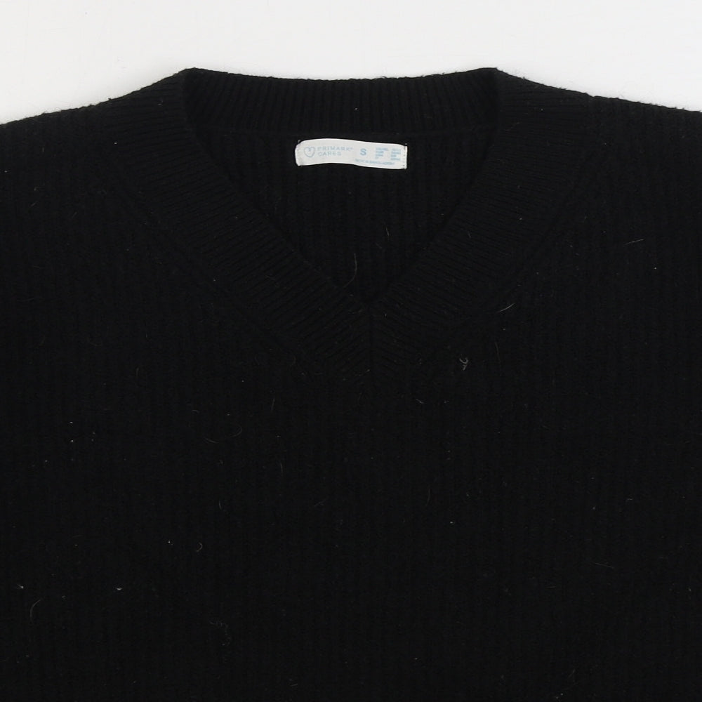Primark Womens Black V-Neck Polyester Pullover Jumper Size S