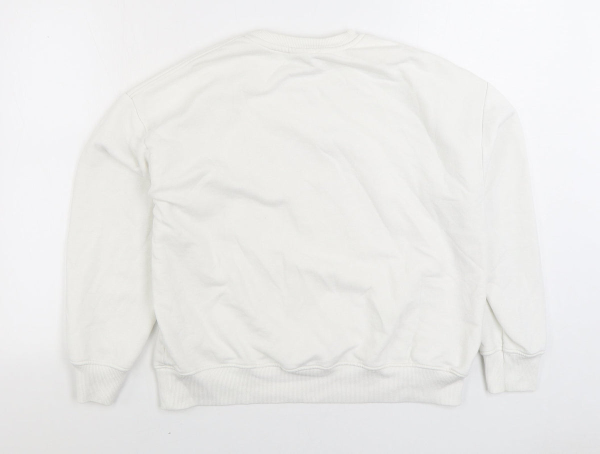 Primark Womens White Cotton Pullover Sweatshirt Size S Pullover - Good Vibes