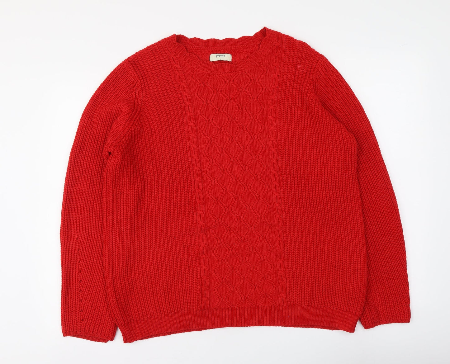Womens UK Size L Papaya Red Pullover Jumper