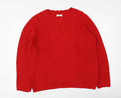 Womens UK Size L Papaya Red Pullover Jumper