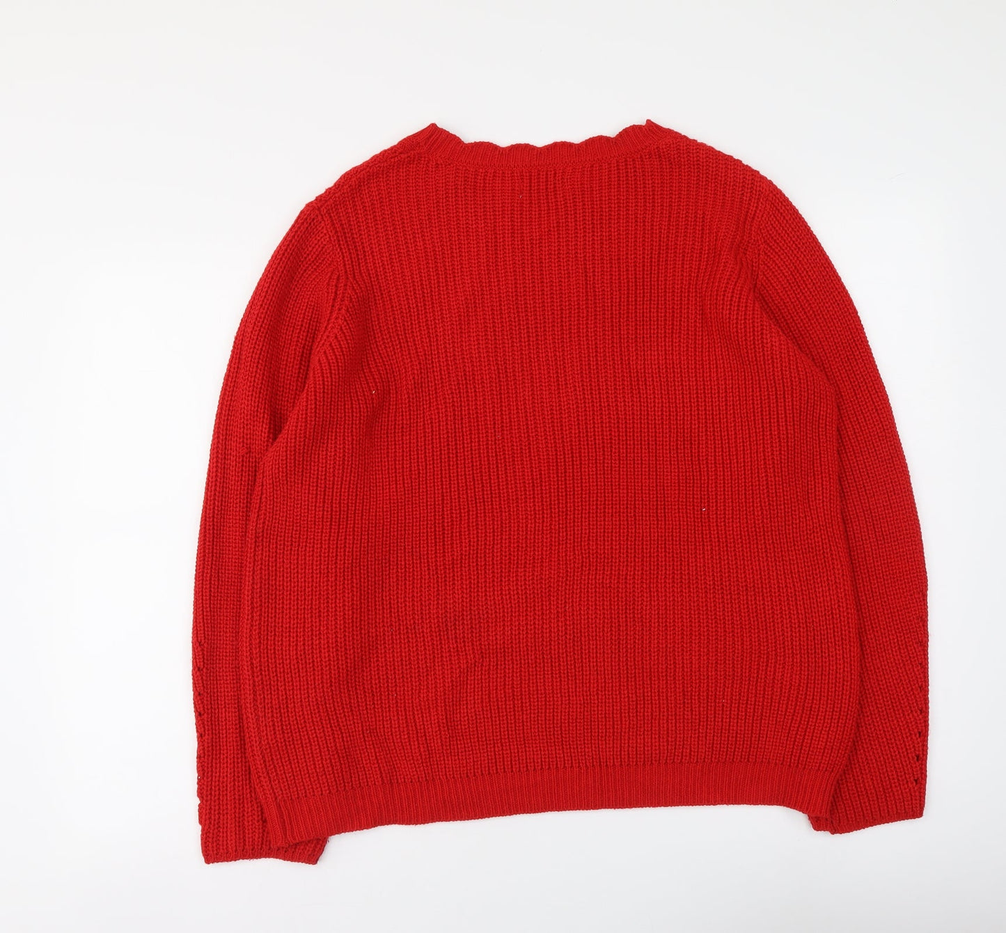 Womens UK Size L Papaya Red Pullover Jumper
