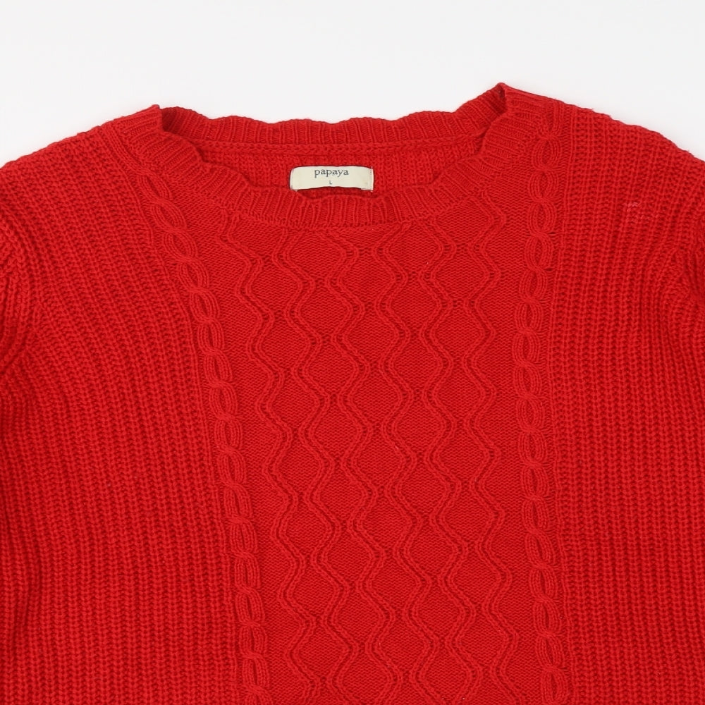 Womens UK Size L Papaya Red Pullover Jumper