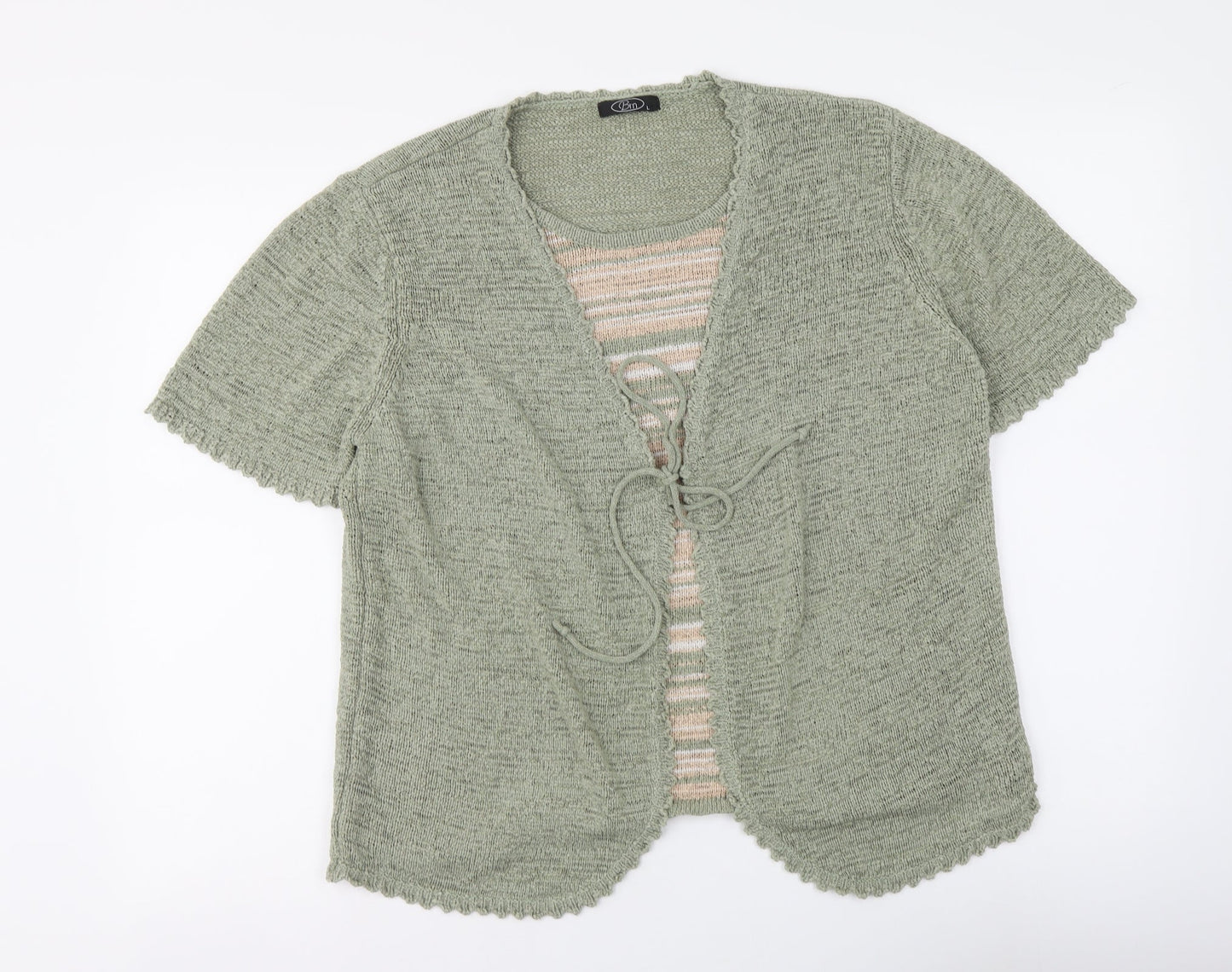 Womens UK Size L BM Green Henley Jumper