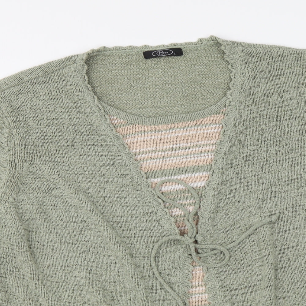 Womens UK Size L BM Green Henley Jumper