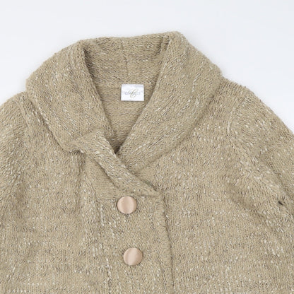 Classics Womens Beige V-Neck Acrylic Cardigan Jumper Size L