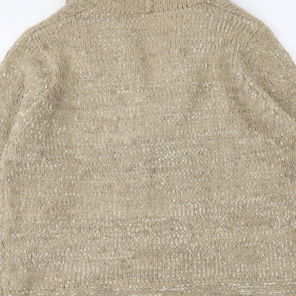 Classics Womens Beige V-Neck Acrylic Cardigan Jumper Size L