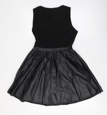 Atmosphere Womens Black Polyester Skater Dress Size 10 Round Neck Pullover