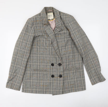Savanah Miller Womens Grey Plaid Polyester Jacket Suit Jacket Size 14