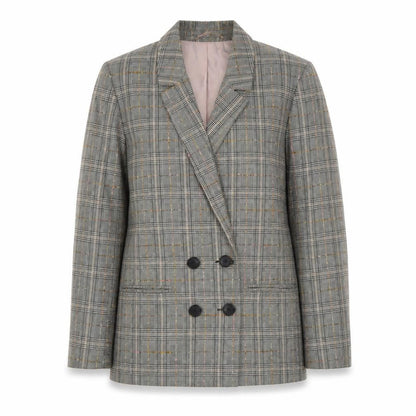 Savanah Miller Womens Grey Plaid Polyester Jacket Suit Jacket Size 14