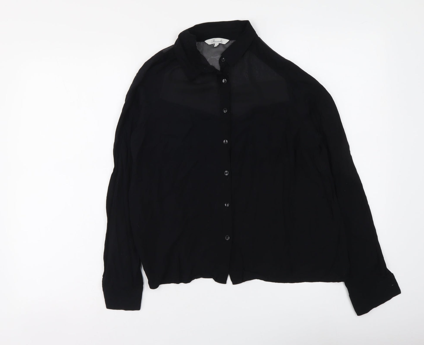 Womens UK Size 10 Peacocks Black Basic Button-Up