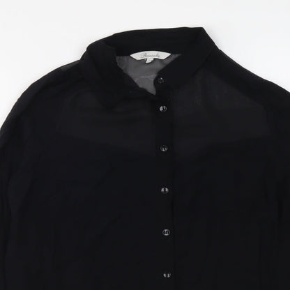 Womens UK Size 10 Peacocks Black Basic Button-Up