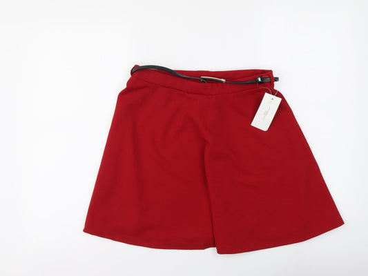 New Look Womens Red Polyester Mini Skirt Size 12 Drawstring