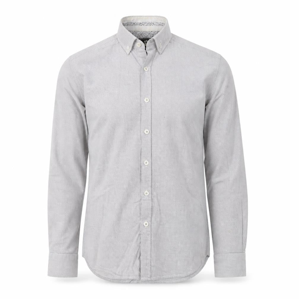 Mens UK Size S Steel & Jelly Grey  Button-Up Long Sleeve Casual Shirt