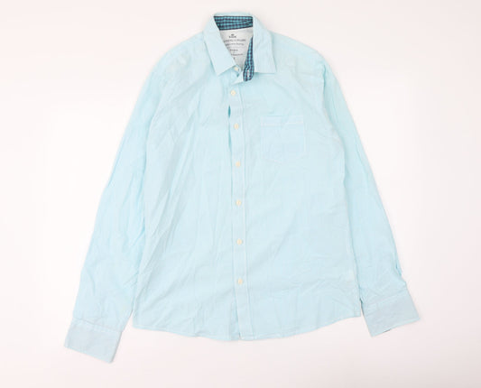 Mens UK Size S Easy Blue  Button-Up Long Sleeve Casual Shirt
