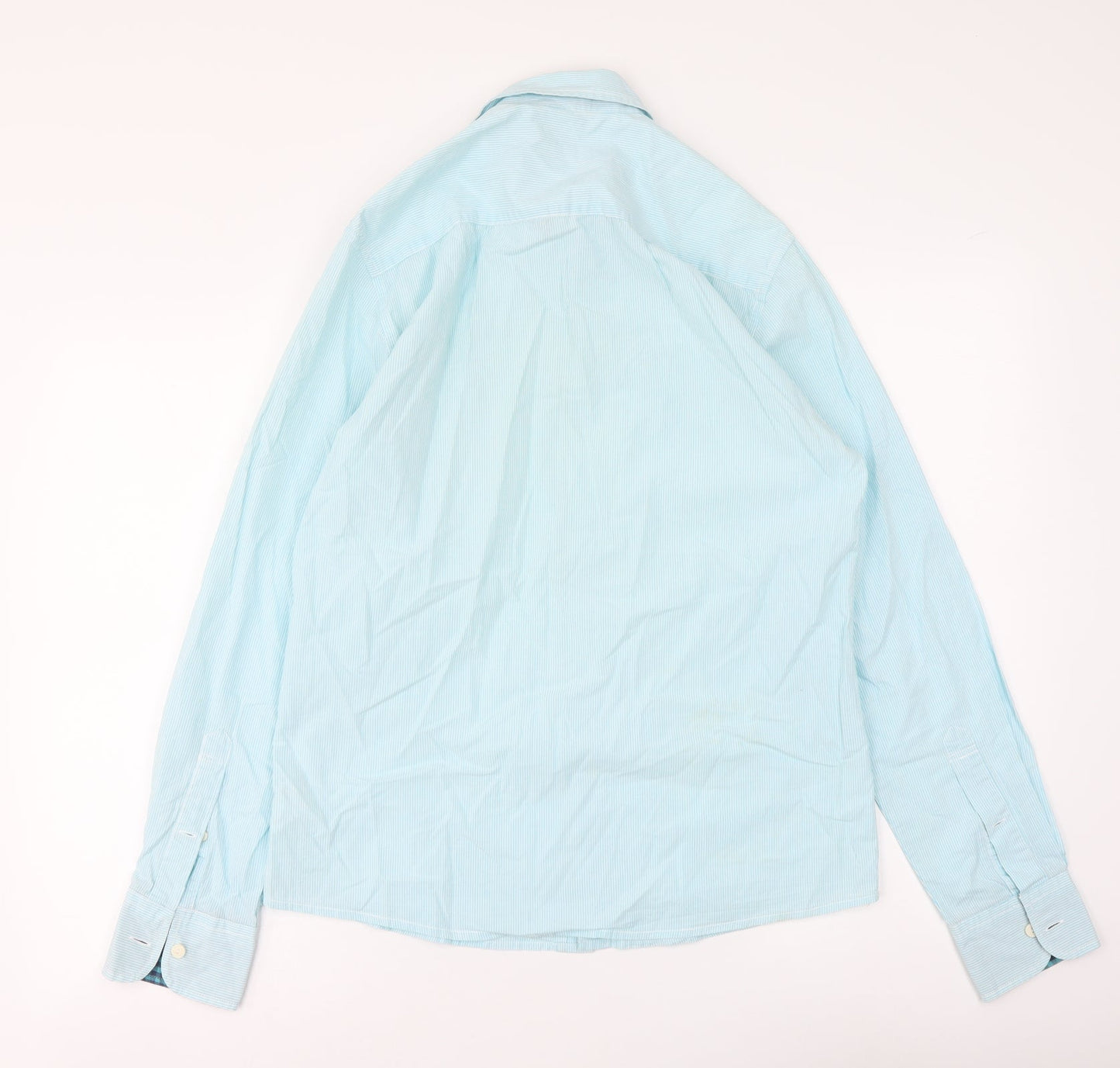 Mens UK Size S Easy Blue  Button-Up Long Sleeve Casual Shirt
