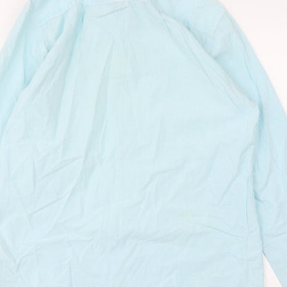 Mens UK Size S Easy Blue  Button-Up Long Sleeve Casual Shirt
