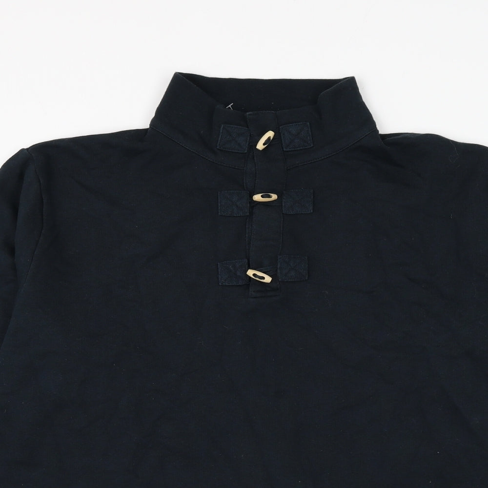 Mens UK Size L Preworn Blue Henley Sweatshirt