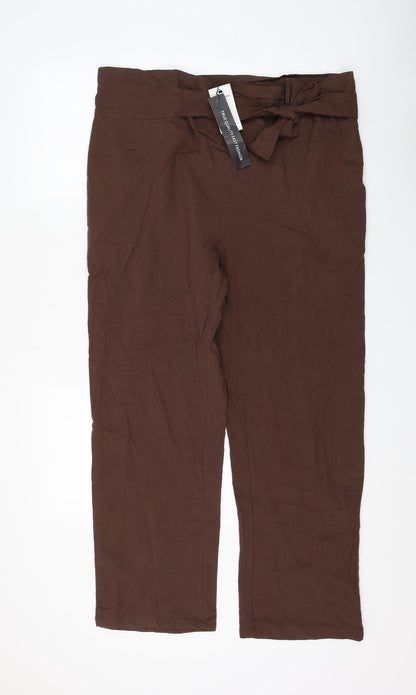 Celmia Womens Brown Cotton Trousers Size S L27 in Regular Tie