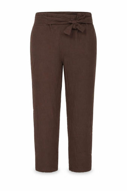 Celmia Womens Brown Cotton Trousers Size S L27 in Regular Tie