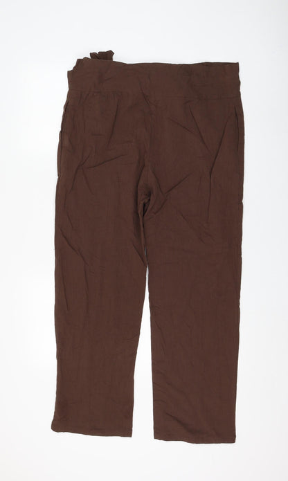 Celmia Womens Brown Cotton Trousers Size S L27 in Regular Tie