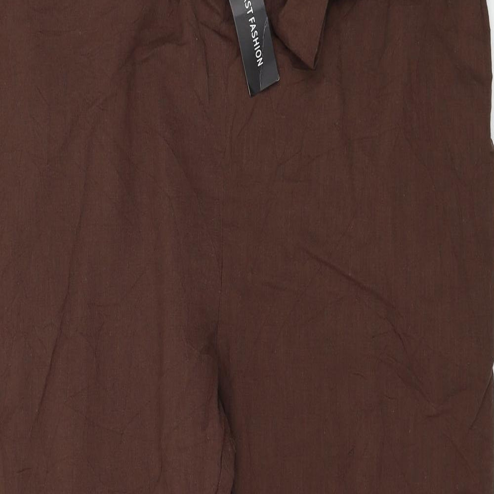 Celmia Womens Brown Cotton Trousers Size S L27 in Regular Tie