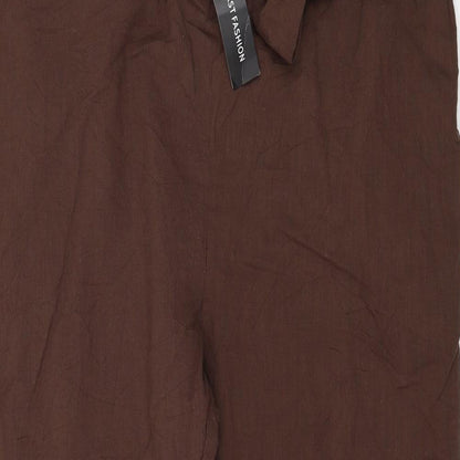 Celmia Womens Brown Cotton Trousers Size S L27 in Regular Tie