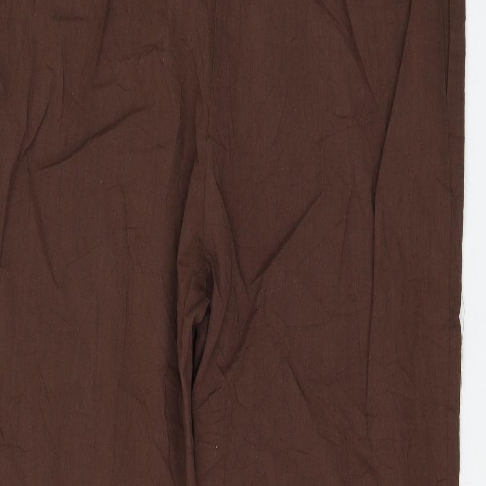 Celmia Womens Brown Cotton Trousers Size S L27 in Regular Tie