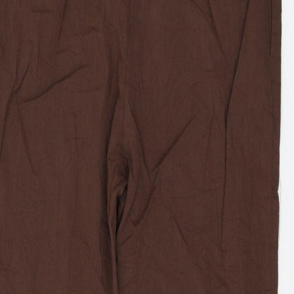 Celmia Womens Brown Cotton Trousers Size S L27 in Regular Tie