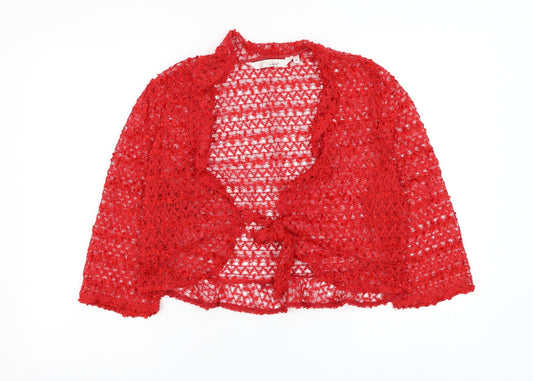 Womens UK Size M EWM Red Cardigan Jumper