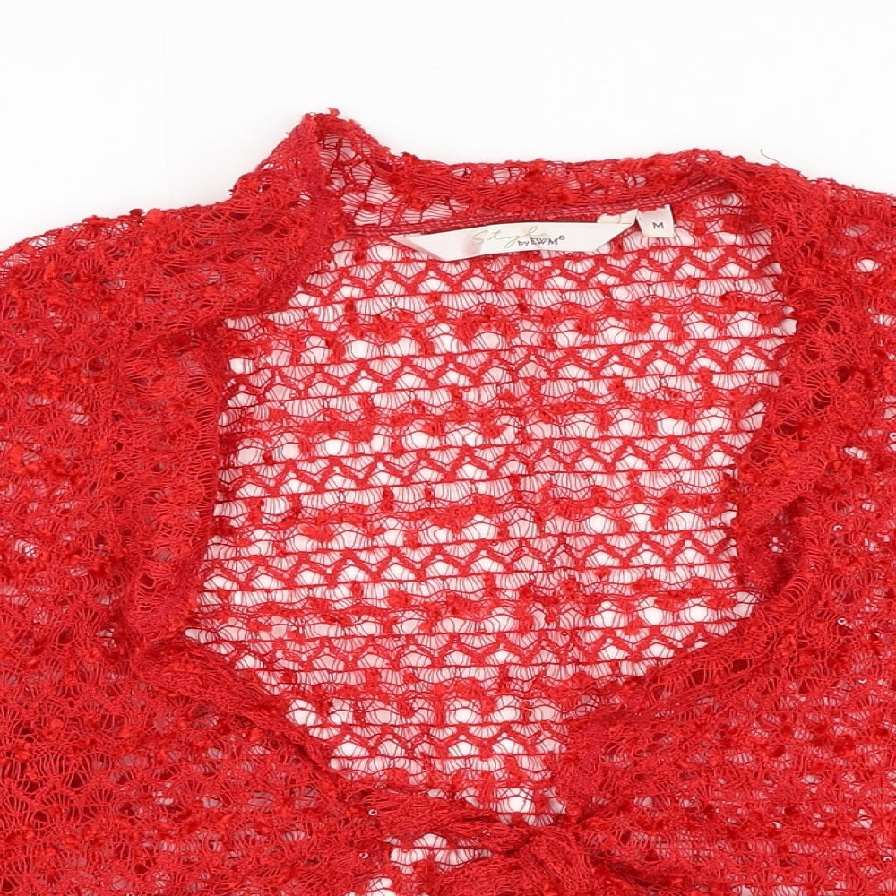 Womens UK Size M EWM Red Cardigan Jumper