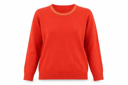 Womens UK Size L Preworn Orange Pullover Jumper