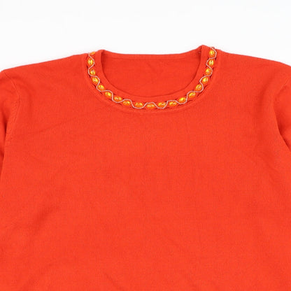 Womens UK Size L Preworn Orange Pullover Jumper