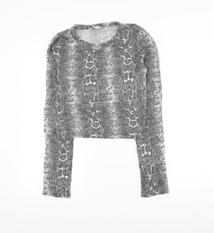 Womens UK Size S Zara Grey Basic Blouse