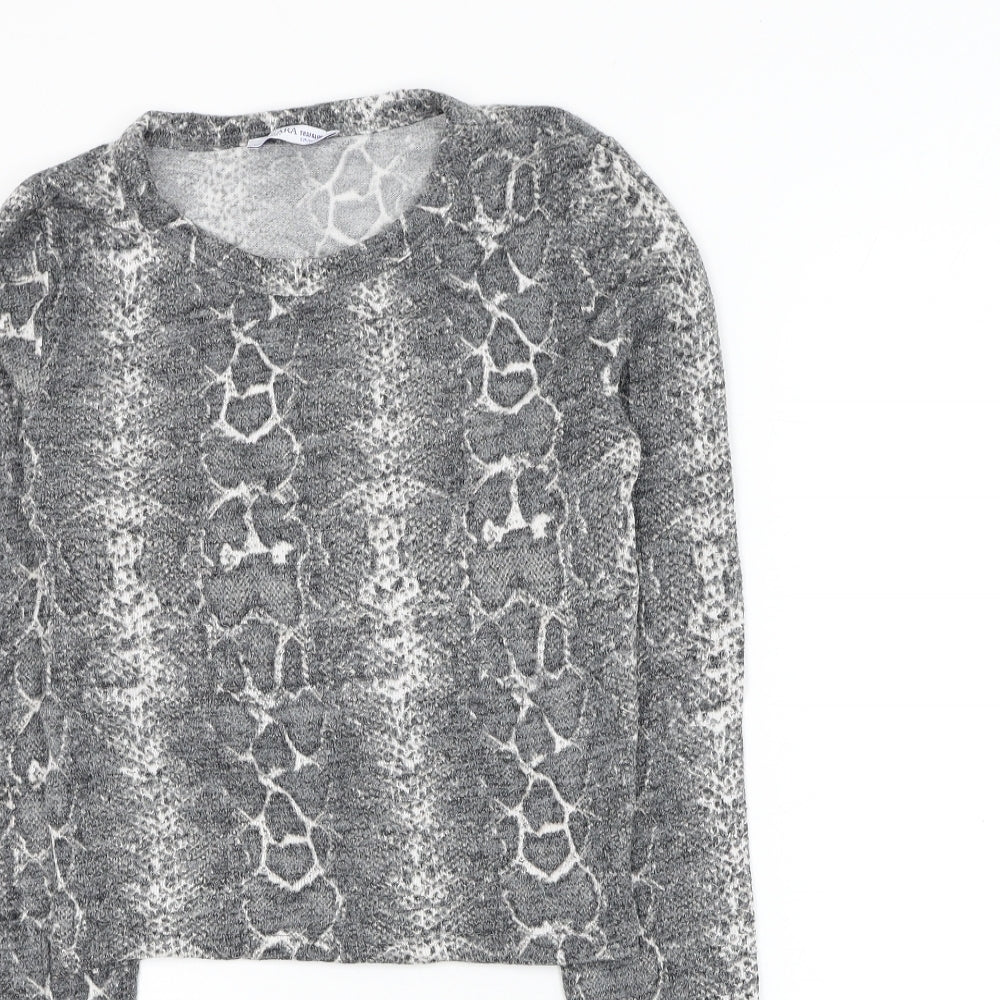 Womens UK Size S Zara Grey Basic Blouse