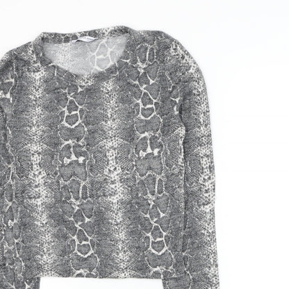 Womens UK Size S Zara Grey Basic Blouse