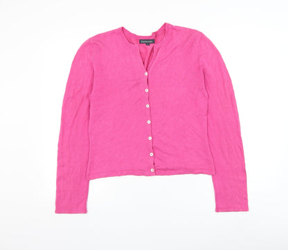 Karen Scott Womens Pink V-Neck Viscose Cardigan Jumper Size S