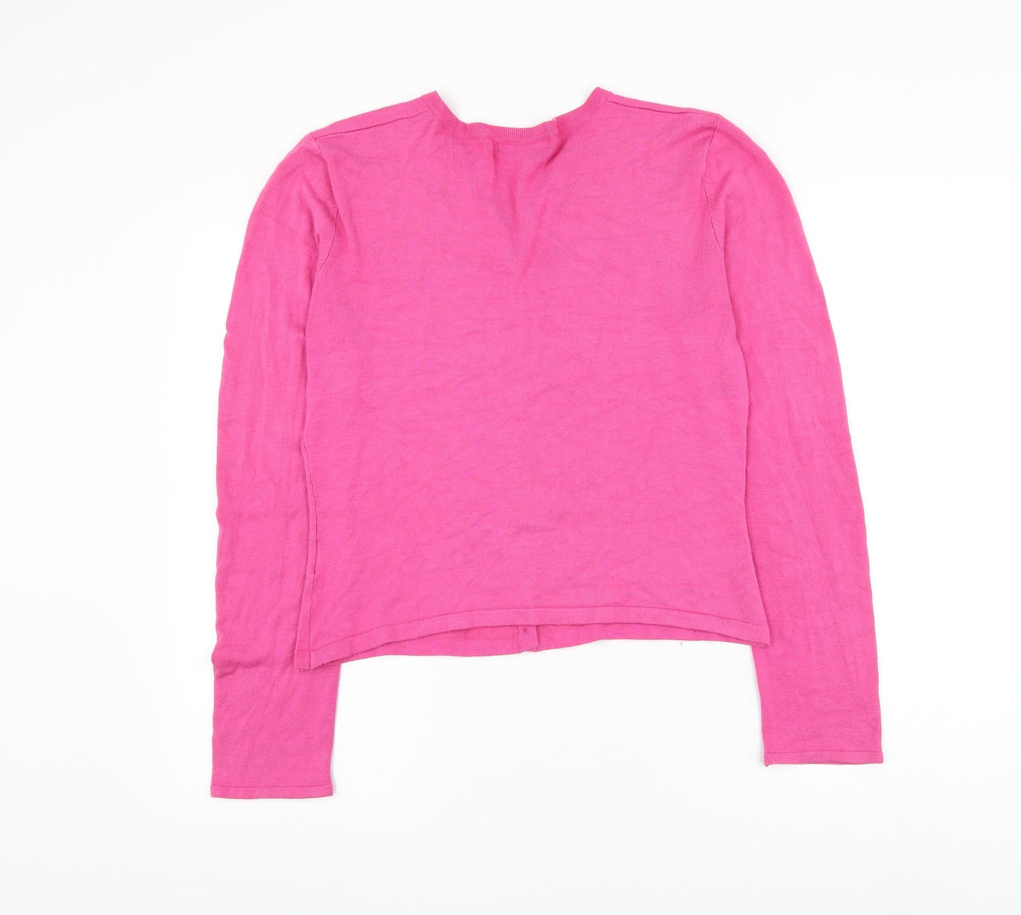 Karen Scott Womens Pink V-Neck Viscose Cardigan Jumper Size S