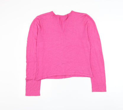 Karen Scott Womens Pink V-Neck Viscose Cardigan Jumper Size S