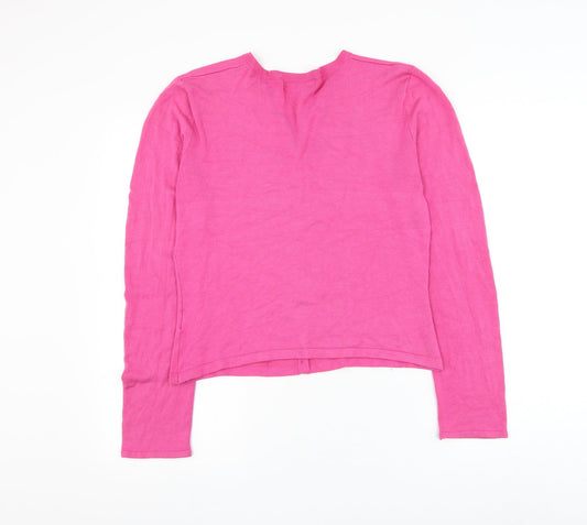 Karen Scott Womens Pink V-Neck Viscose Cardigan Jumper Size S