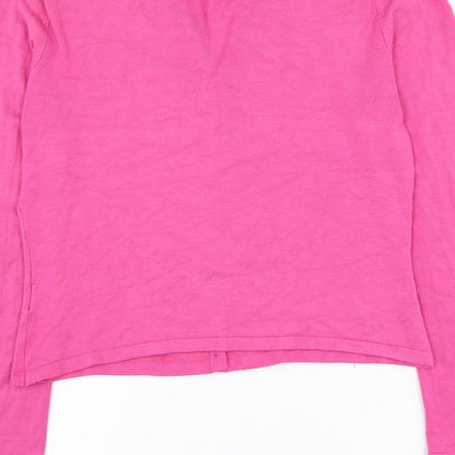 Karen Scott Womens Pink V-Neck Viscose Cardigan Jumper Size S