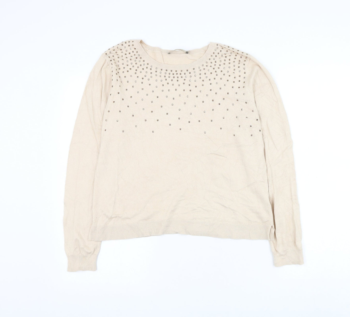Womens UK Size L Oasis Beige Pullover Jumper