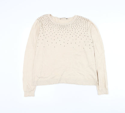 Womens UK Size L Oasis Beige Pullover Jumper