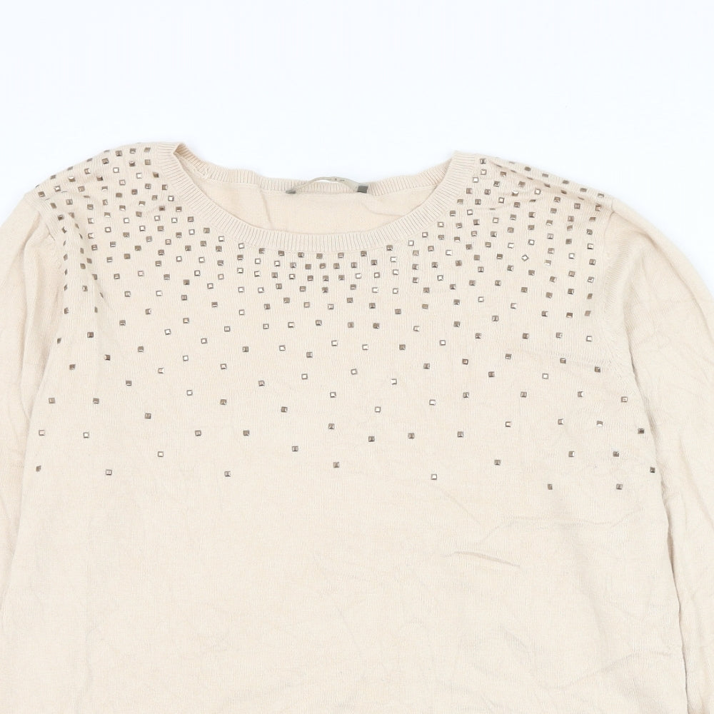 Womens UK Size L Oasis Beige Pullover Jumper